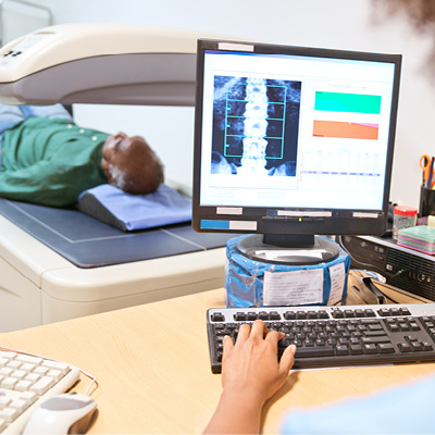 Computer showing a back scan 