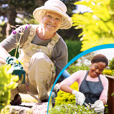Collage of people gardening