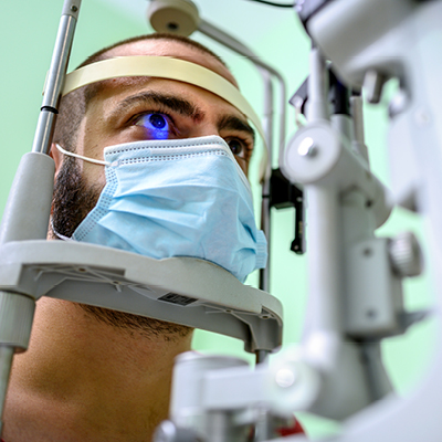 a person getting a retinal exam
