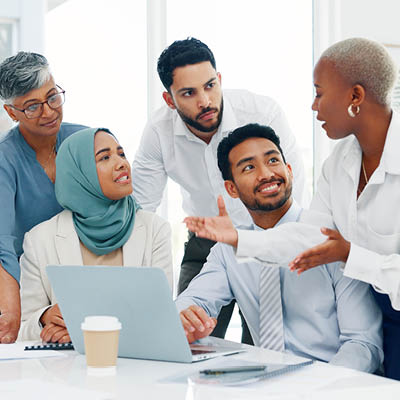 Group of professionals talking