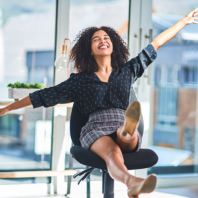 woman looking excited